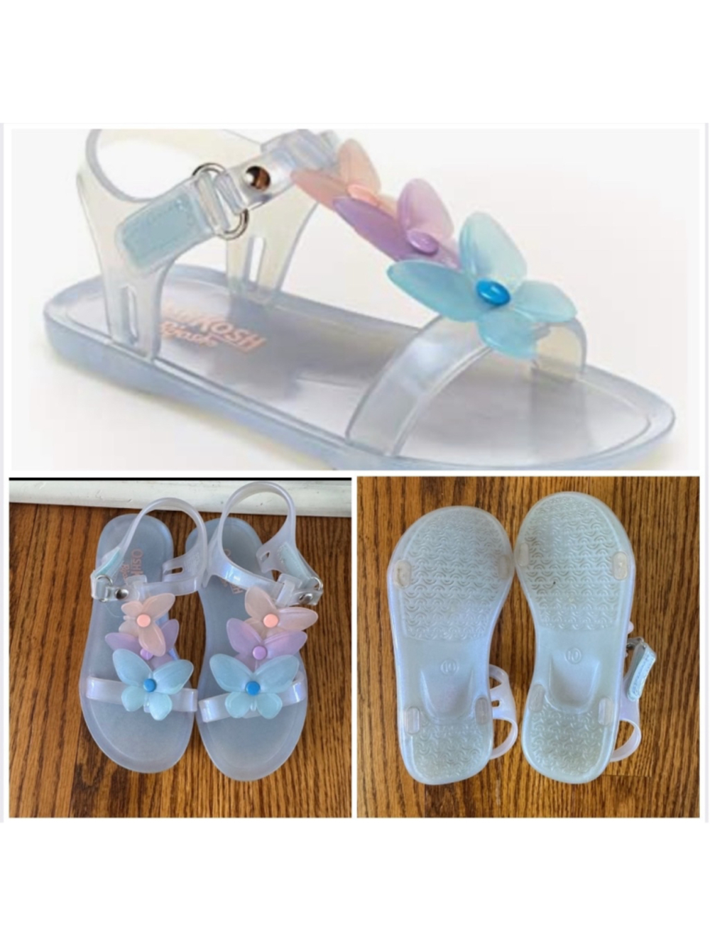 Girl OshKosh Blue Jelly Butterfly Sandals Size 10